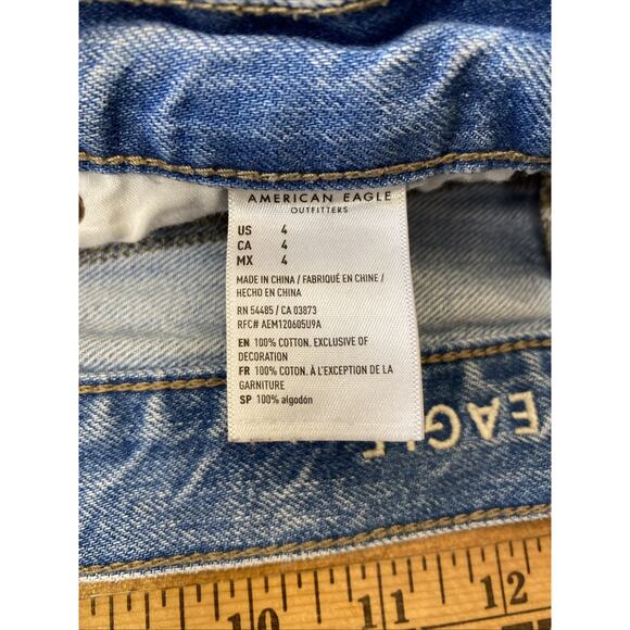 American Eagle Jean Shorts Womens Size 4 Distressed Blue Denim Mom Short - Picture 5 of 11